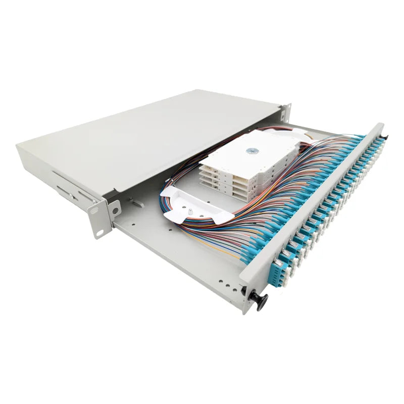 LWL Spleißbox Basic 19" 1HE ausziehbar - 24x LC Quad UPC OM3