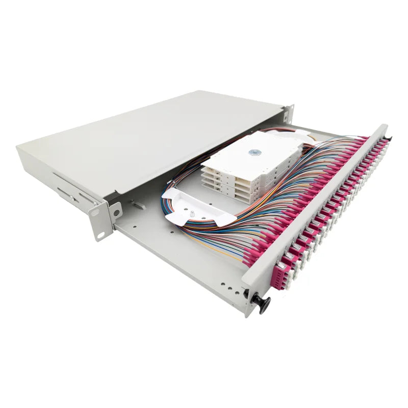 LWL Spleißbox Basic 19" 1HE ausziehbar - 24x LC Quad UPC OM4