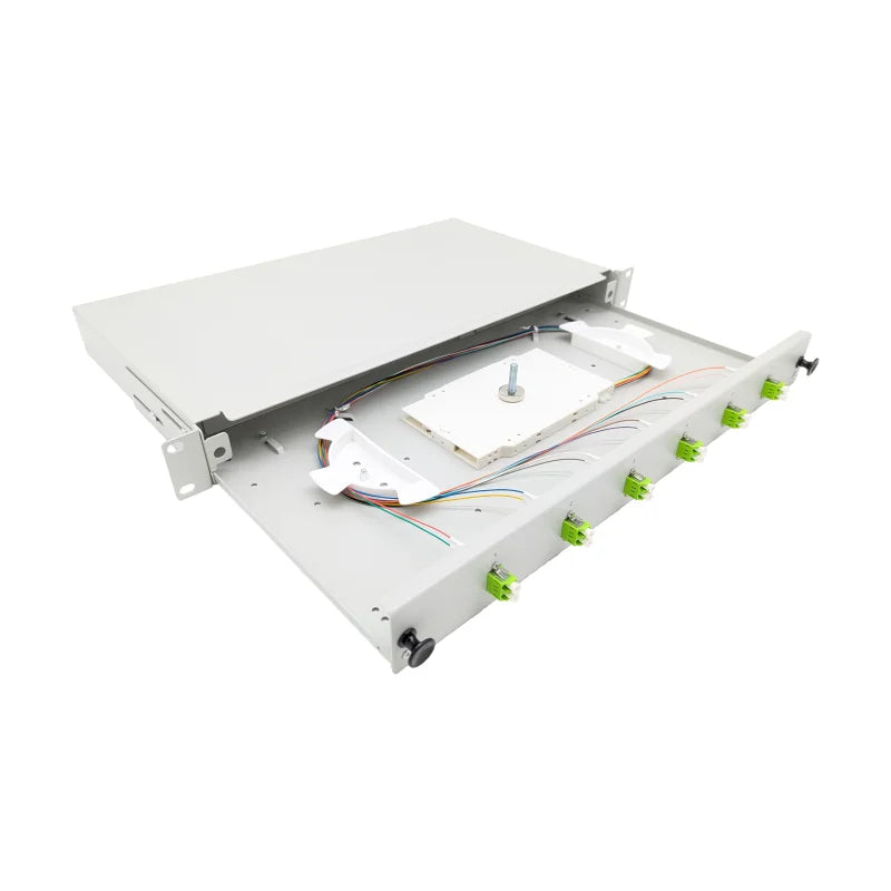 LWL Spleißbox Basic 19" 1HE ausziehbar - 6x LC Duplex UPC OM5