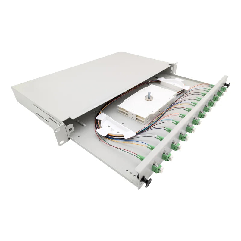LWL Spleißbox Basic 19" 1HE ausziehbar - 12x LC Duplex APC OS2