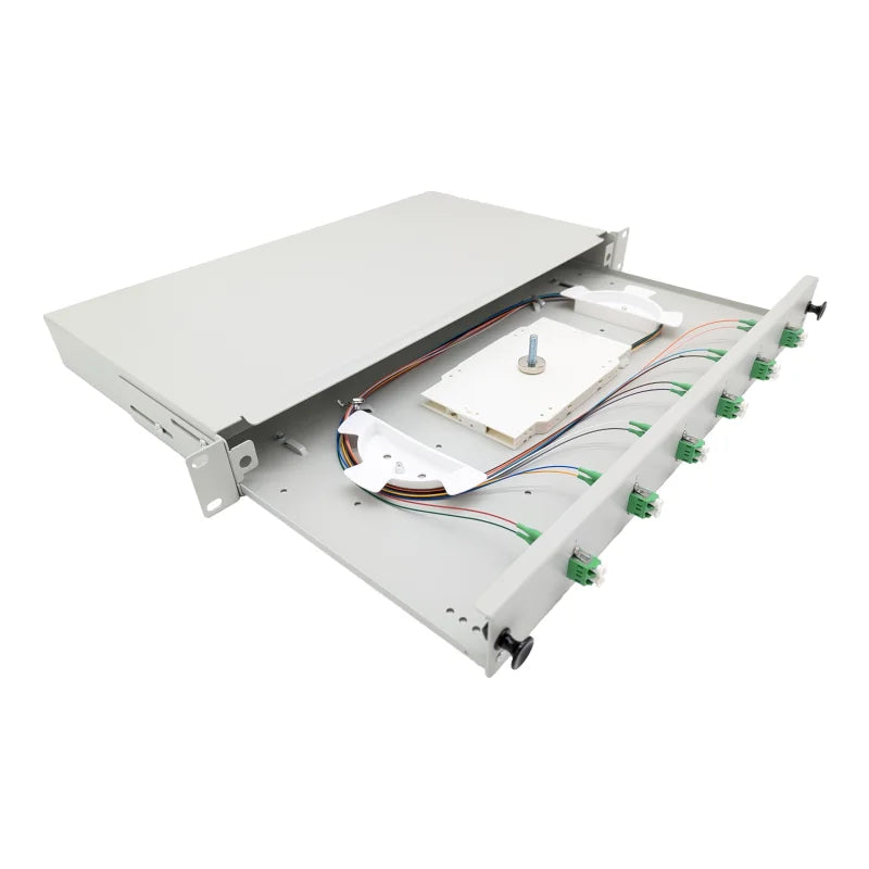 LWL Spleißbox Basic 19" 1HE ausziehbar - 6x LC Duplex APC OS2