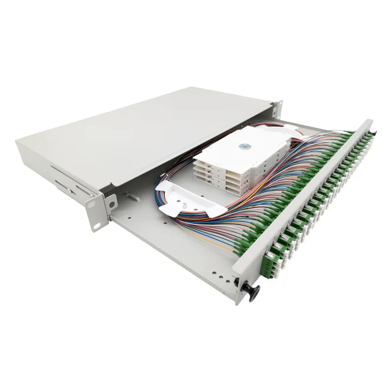 LWL Spleißbox Basic 19" 1HE ausziehbar - 24x LC Quad APC OS2